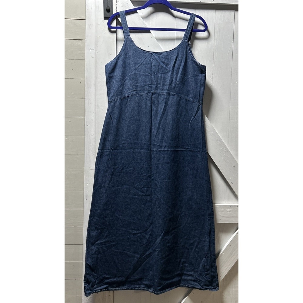 Bridgewater Basics  Long Denim Jumper Dress Women's Size M 100% Cotton